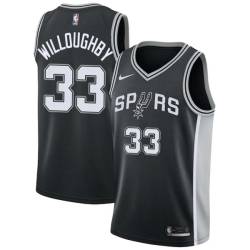 Black Bill Willoughby Twill Basketball Jersey -Spurs #33 Willoughby Twill Jerseys, FREE SHIPPING