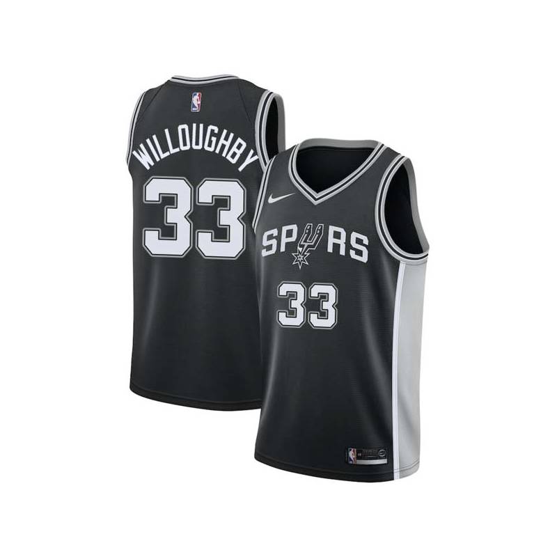 Black Bill Willoughby Twill Basketball Jersey -Spurs #33 Willoughby Twill Jerseys, FREE SHIPPING