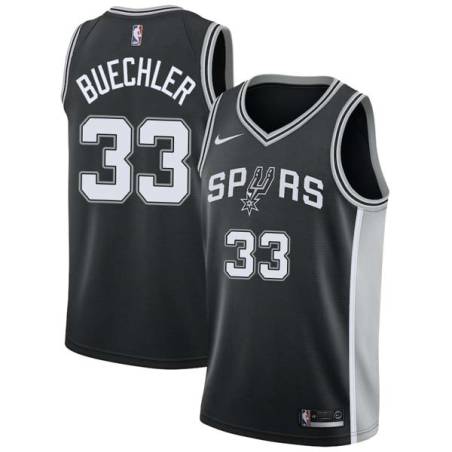 Black Jud Buechler Twill Basketball Jersey -Spurs #33 Buechler Twill Jerseys, FREE SHIPPING