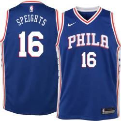 Blue Marreese Speights Twill Basketball Jersey -76ers #16 Speights Twill Jerseys, FREE SHIPPING