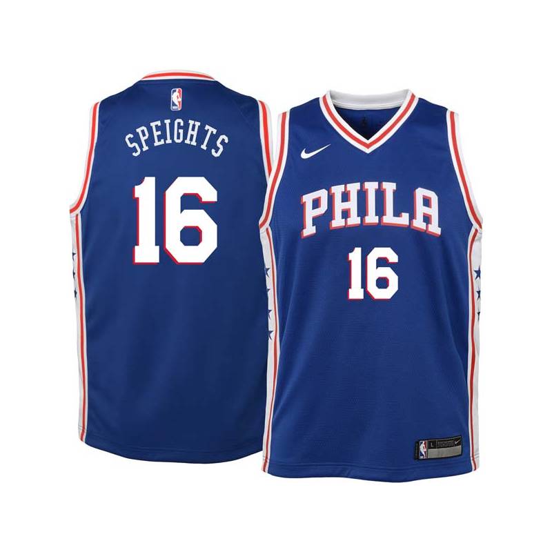 Blue Marreese Speights Twill Basketball Jersey -76ers #16 Speights Twill Jerseys, FREE SHIPPING