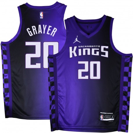 Kings #20 Jeff Grayer Purple Black Gradient Jersey