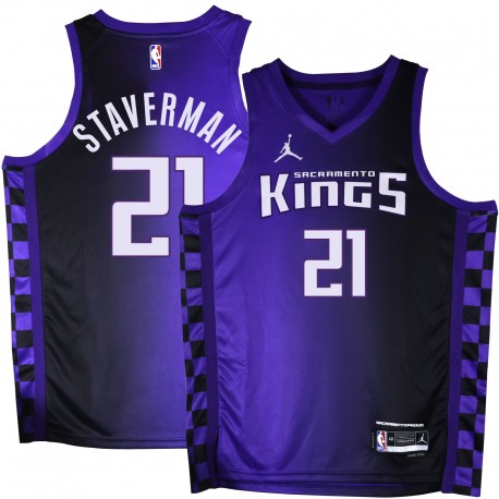 Kings #21 Larry Staverman Purple Black Gradient Jersey