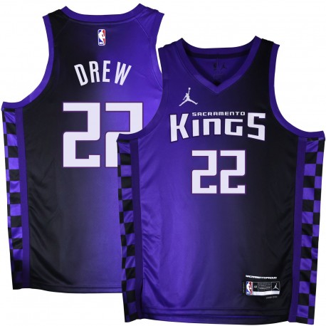 Kings #22 Larry Drew Purple Black Gradient Jersey