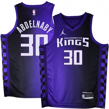 Kings #30 Alaa Abdelnaby Purple Black Gradient Jersey