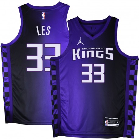 Kings #33 Jim Les Purple Black Gradient Jersey