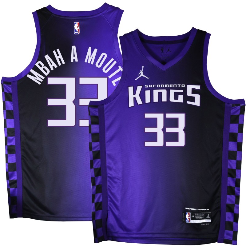 Kings #33 Luc Mbah a Moute Purple Black Gradient Jersey