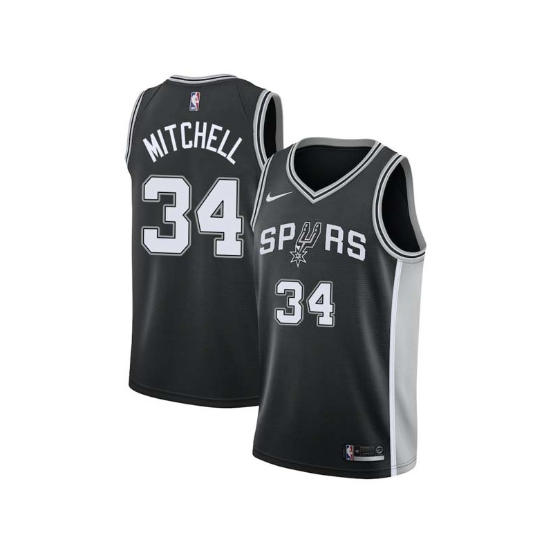 Black Mike Mitchell Twill Basketball Jersey -Spurs #34 Mitchell Twill Jerseys, FREE SHIPPING