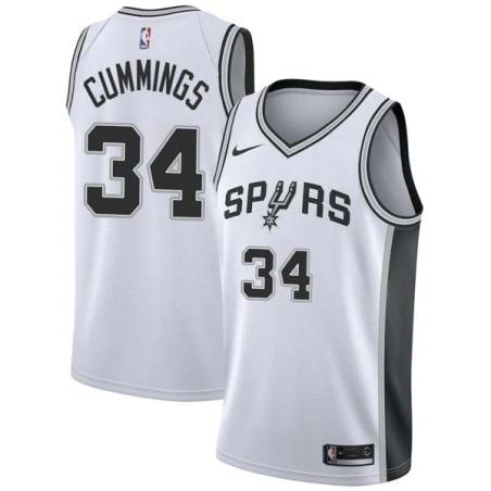 White Terry Cummings Twill Basketball Jersey -Spurs #34 Cummings Twill Jerseys, FREE SHIPPING