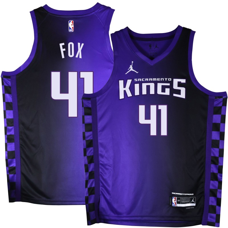 Kings #41 Jim Fox Purple Black Gradient Jersey