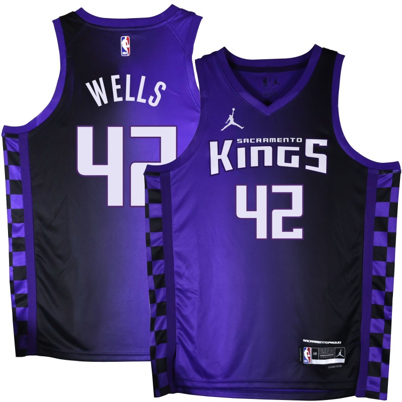 Kings #42 Bonzi Wells Purple Black Gradient Jersey