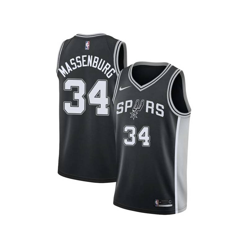 Black Tony Massenburg Twill Basketball Jersey -Spurs #34 Massenburg Twill Jerseys, FREE SHIPPING