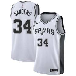 White Melvin Sanders Twill Basketball Jersey -Spurs #34 Sanders Twill Jerseys, FREE SHIPPING