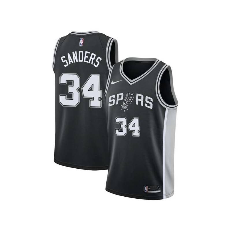 Black Melvin Sanders Twill Basketball Jersey -Spurs #34 Sanders Twill Jerseys, FREE SHIPPING