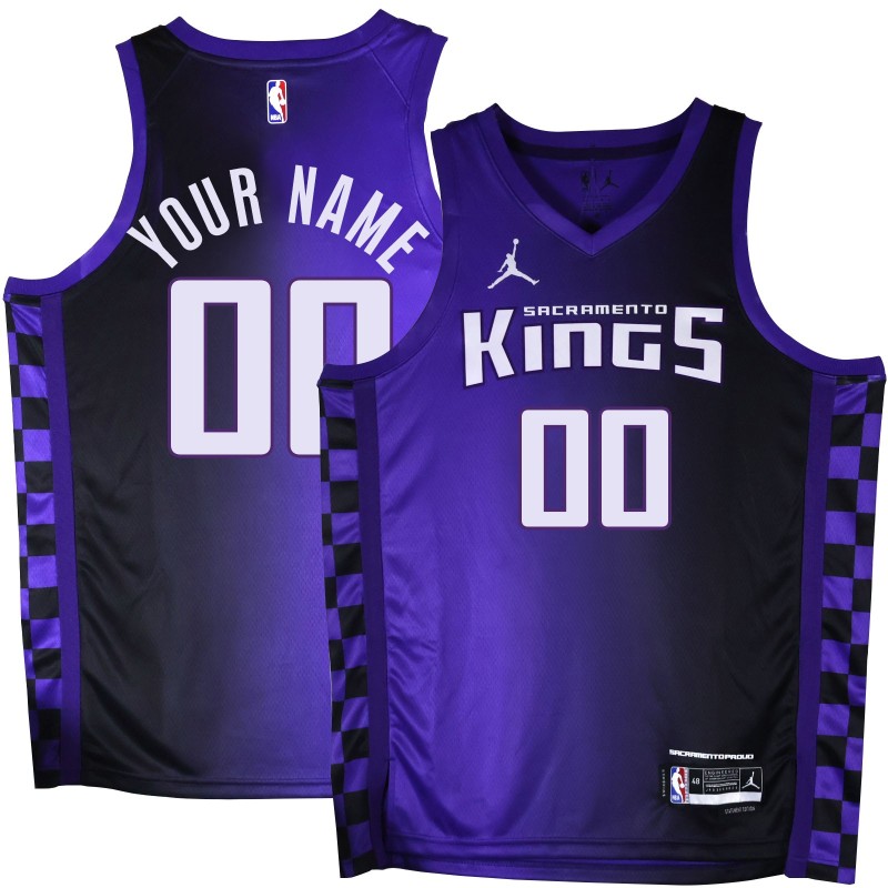Kings #00 Custom Purple Black Gradient Jersey