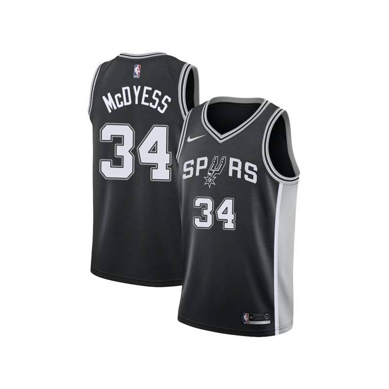 Black Antonio McDyess Twill Basketball Jersey -Spurs #34 McDyess Twill Jerseys, FREE SHIPPING