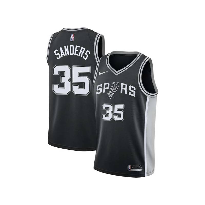 Black Mike Sanders Twill Basketball Jersey -Spurs #35 Sanders Twill Jerseys, FREE SHIPPING