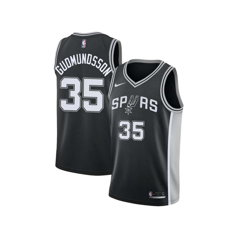 Black Petur Gudmundsson Twill Basketball Jersey -Spurs #35 Gudmundsson Twill Jerseys, FREE SHIPPING