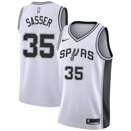 White Jason Sasser Twill Basketball Jersey -Spurs #35 Sasser Twill Jerseys, FREE SHIPPING