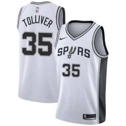 White Anthony Tolliver Twill Basketball Jersey -Spurs #35 Tolliver Twill Jerseys, FREE SHIPPING