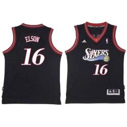 Black Throwback Francisco Elson Twill Basketball Jersey -76ers #16 Elson Twill Jerseys, FREE SHIPPING