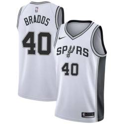 White Gary Bradds Twill Basketball Jersey -Spurs #40 Bradds Twill Jerseys, FREE SHIPPING