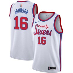 White Classic Chris Johnson Twill Basketball Jersey -76ers #16 Johnson Twill Jerseys, FREE SHIPPING