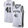 White JaMychal Green Twill Basketball Jersey -Spurs #41 Green Twill Jerseys, FREE SHIPPING