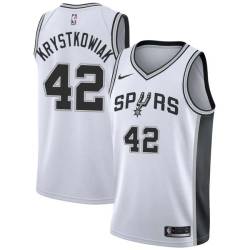 White Larry Krystkowiak Twill Basketball Jersey -Spurs #42 Krystkowiak Twill Jerseys, FREE SHIPPING