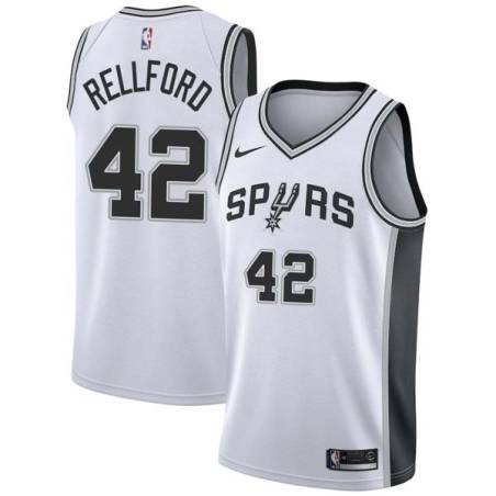 White Richard Rellford Twill Basketball Jersey -Spurs #42 Rellford Twill Jerseys, FREE SHIPPING