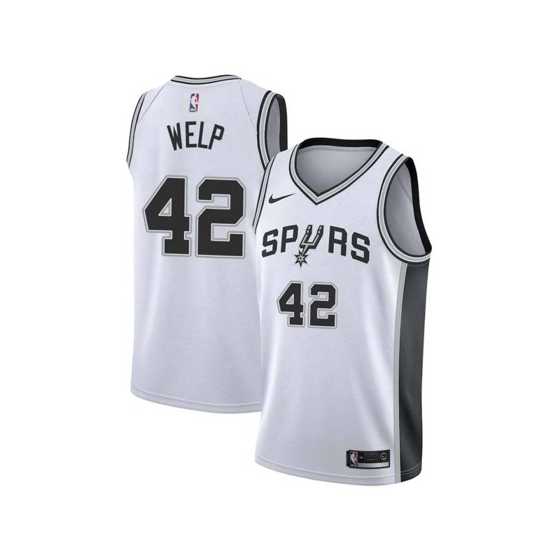 White Chris Welp Twill Basketball Jersey -Spurs #42 Welp Twill Jerseys, FREE SHIPPING