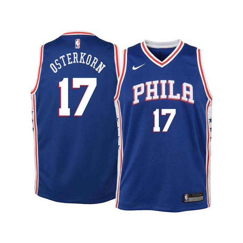 Blue Wally Osterkorn Twill Basketball Jersey -76ers #17 Osterkorn Twill Jerseys, FREE SHIPPING