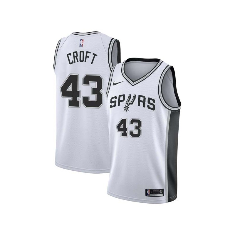 White Bobby Croft Twill Basketball Jersey -Spurs #43 Croft Twill Jerseys, FREE SHIPPING