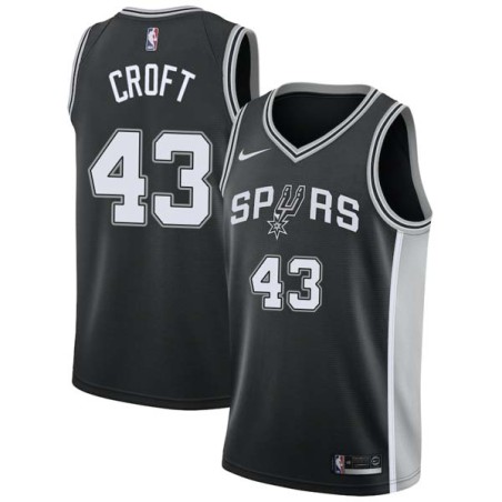 Black Bobby Croft Twill Basketball Jersey -Spurs #43 Croft Twill Jerseys, FREE SHIPPING