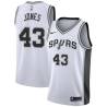 White Collis Jones Twill Basketball Jersey -Spurs #43 Jones Twill Jerseys, FREE SHIPPING