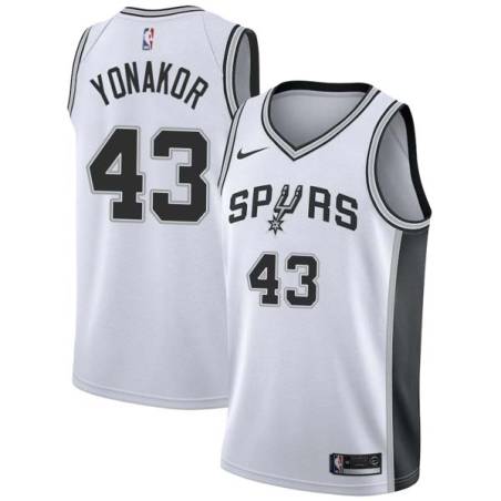 White Rich Yonakor Twill Basketball Jersey -Spurs #43 Yonakor Twill Jerseys, FREE SHIPPING