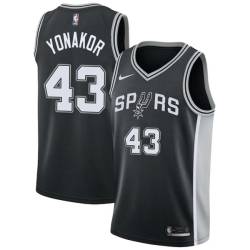 Black Rich Yonakor Twill Basketball Jersey -Spurs #43 Yonakor Twill Jerseys, FREE SHIPPING