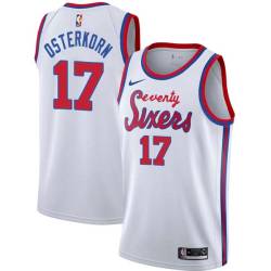 White Classic Wally Osterkorn Twill Basketball Jersey -76ers #17 Osterkorn Twill Jerseys, FREE SHIPPING