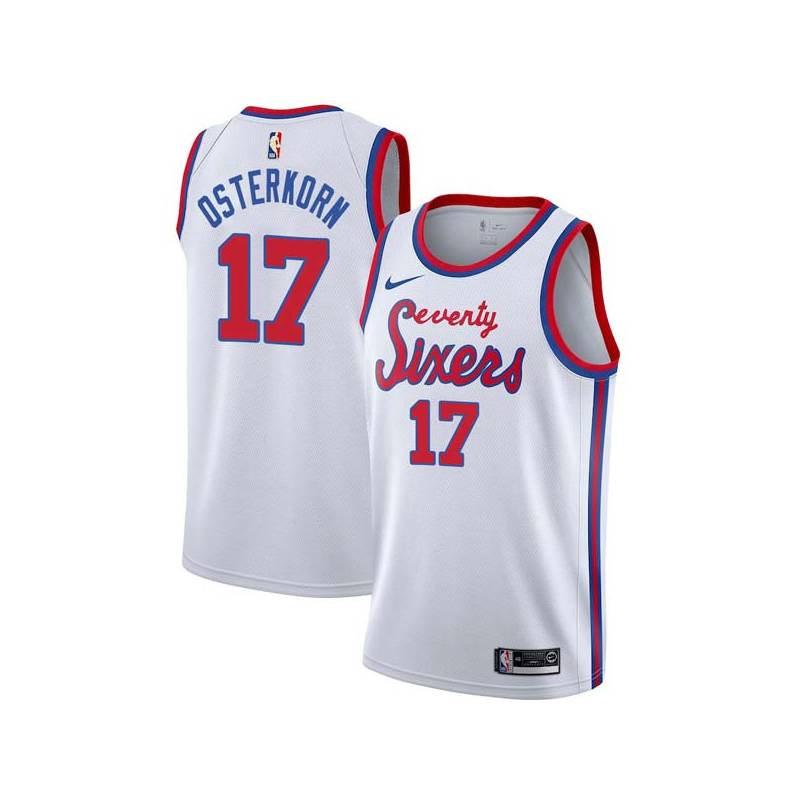 White Classic Wally Osterkorn Twill Basketball Jersey -76ers #17 Osterkorn Twill Jerseys, FREE SHIPPING