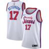 White Classic Wally Osterkorn Twill Basketball Jersey -76ers #17 Osterkorn Twill Jerseys, FREE SHIPPING