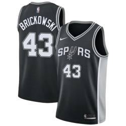 Black Frank Brickowski Twill Basketball Jersey -Spurs #43 Brickowski Twill Jerseys, FREE SHIPPING