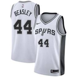 White John Beasley Twill Basketball Jersey -Spurs #44 Beasley Twill Jerseys, FREE SHIPPING