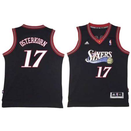 Black Throwback Wally Osterkorn Twill Basketball Jersey -76ers #17 Osterkorn Twill Jerseys, FREE SHIPPING