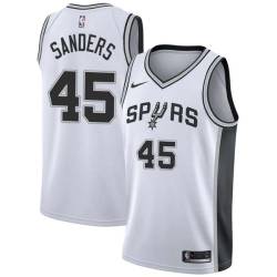 White Frankie Sanders Twill Basketball Jersey -Spurs #45 Sanders Twill Jerseys, FREE SHIPPING