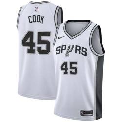 White Jeff Cook Twill Basketball Jersey -Spurs #45 Cook Twill Jerseys, FREE SHIPPING