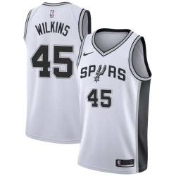 White Jeff Wilkins Twill Basketball Jersey -Spurs #45 Wilkins Twill Jerseys, FREE SHIPPING