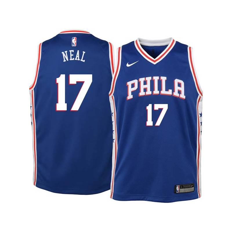 Blue Jim Neal Twill Basketball Jersey -76ers #17 Neal Twill Jerseys, FREE SHIPPING