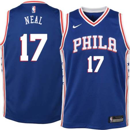 Blue Jim Neal Twill Basketball Jersey -76ers #17 Neal Twill Jerseys, FREE SHIPPING