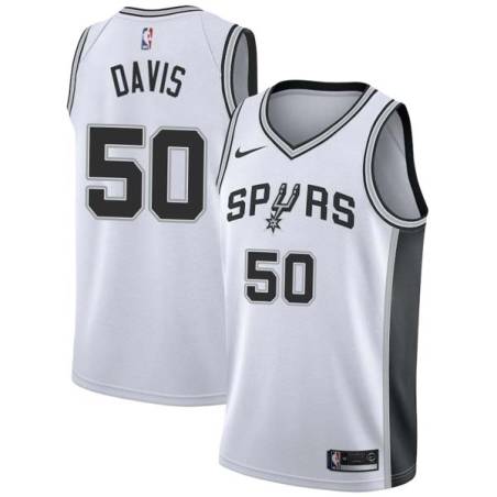 White Willie Davis Twill Basketball Jersey -Spurs #50 Davis Twill Jerseys, FREE SHIPPING