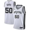 White Willie Davis Twill Basketball Jersey -Spurs #50 Davis Twill Jerseys, FREE SHIPPING